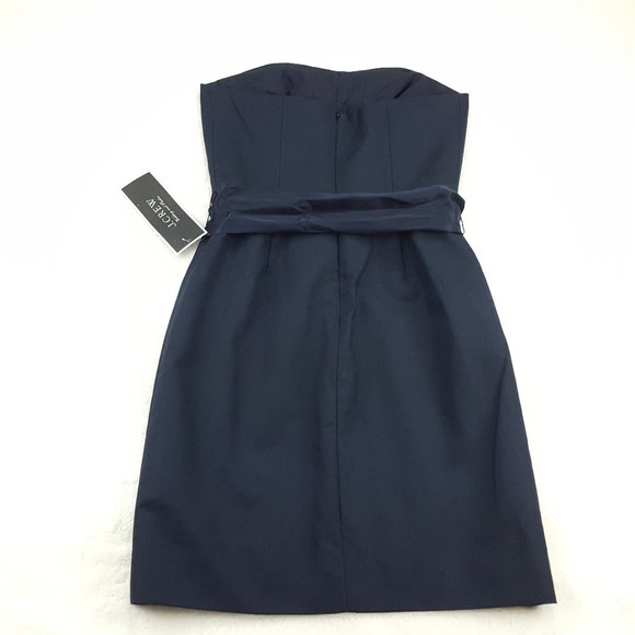 J.Crew Women's Size 2 Tied Belted Strapless Shift Dress Solid Navy Blue - Picture 6 of 7